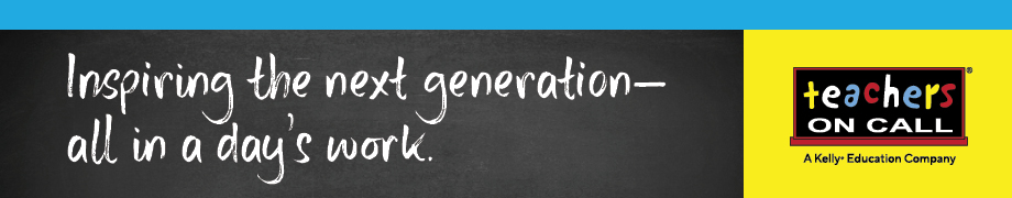 Teachers On Call banner - "inspiring the next generation all in a day's work"